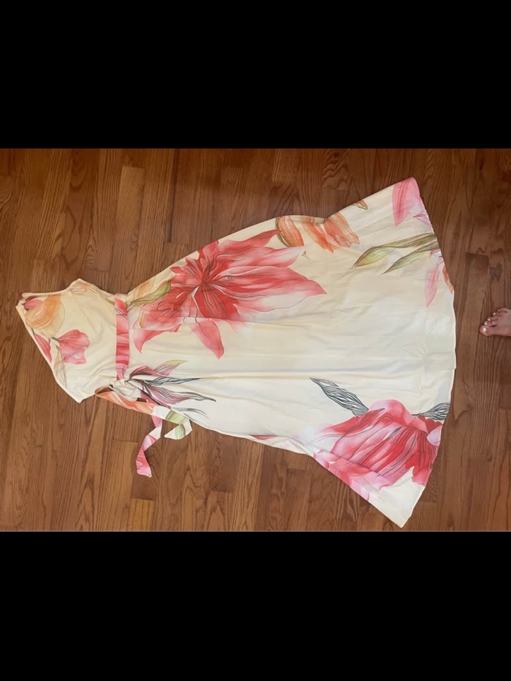 Cream Maxi Dress with Pink Floral Print